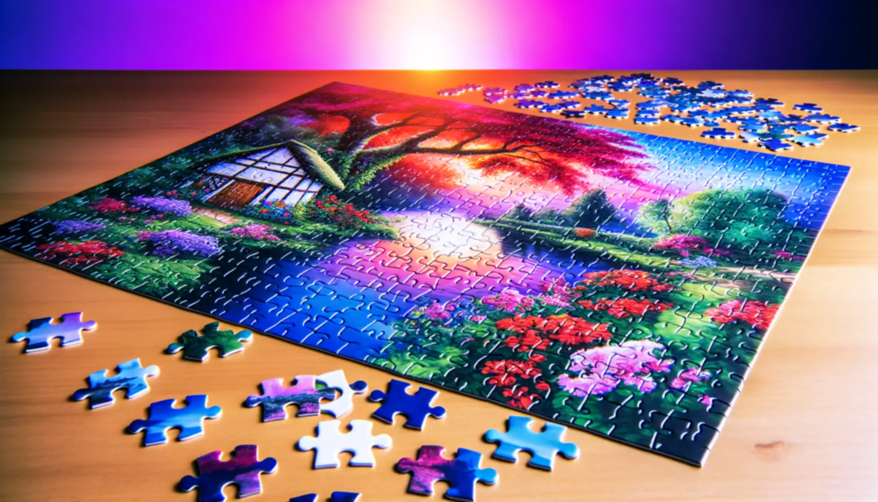 Kolorowy ogród w puzzlach
